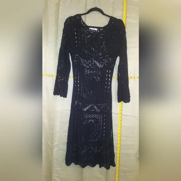 white christmas dresses Poppy Delevingne Black Crochet Olympia Midi Dress main image 0